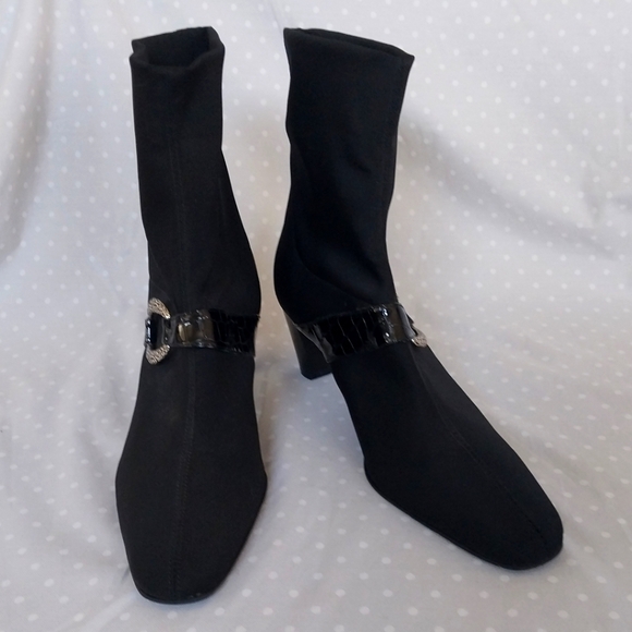 Brighton Tune Black Made in Italy Heeled Pull On Stretch Boots - Picture 4 of 10